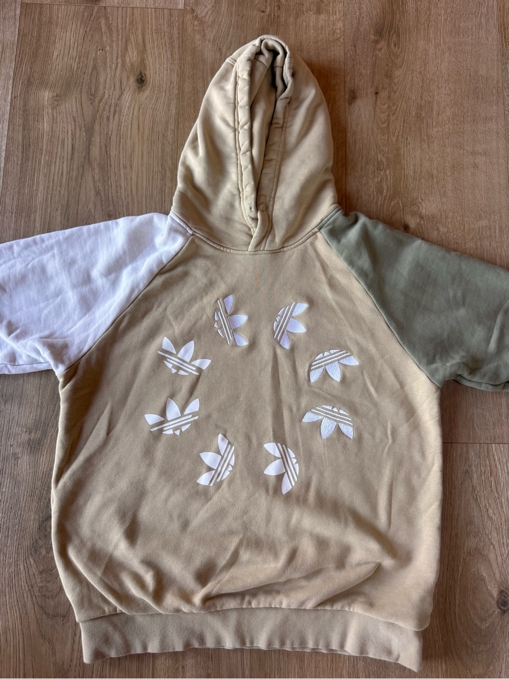 adidas Color Block Hoodie Small Brown & green